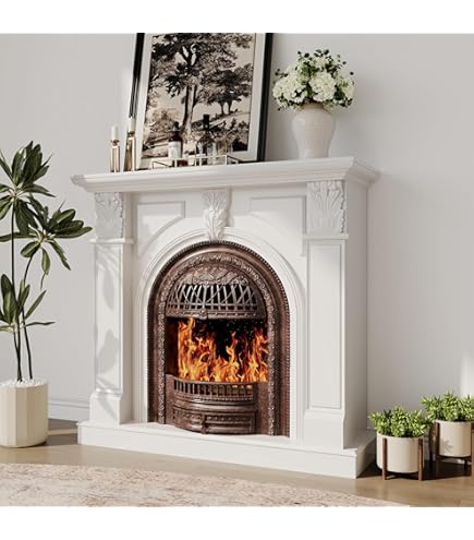 Amazon.com: ACME Dresden Floral Molding Wooden Frame Fireplace in