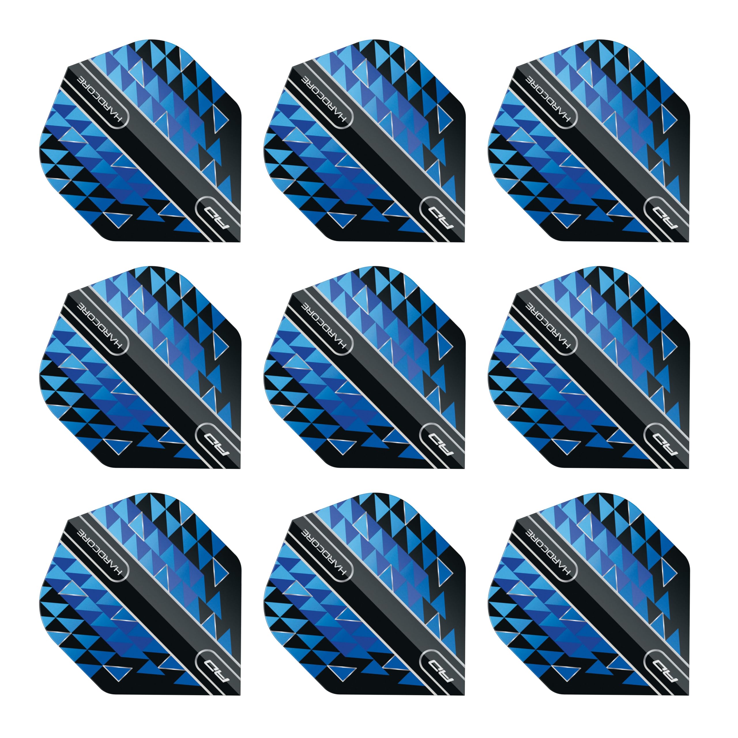 RED DRAGON Hardcore Premium Delta Blue and Black Dart Flights - 3 Sets Per Pack (9 Dart Flights in total)