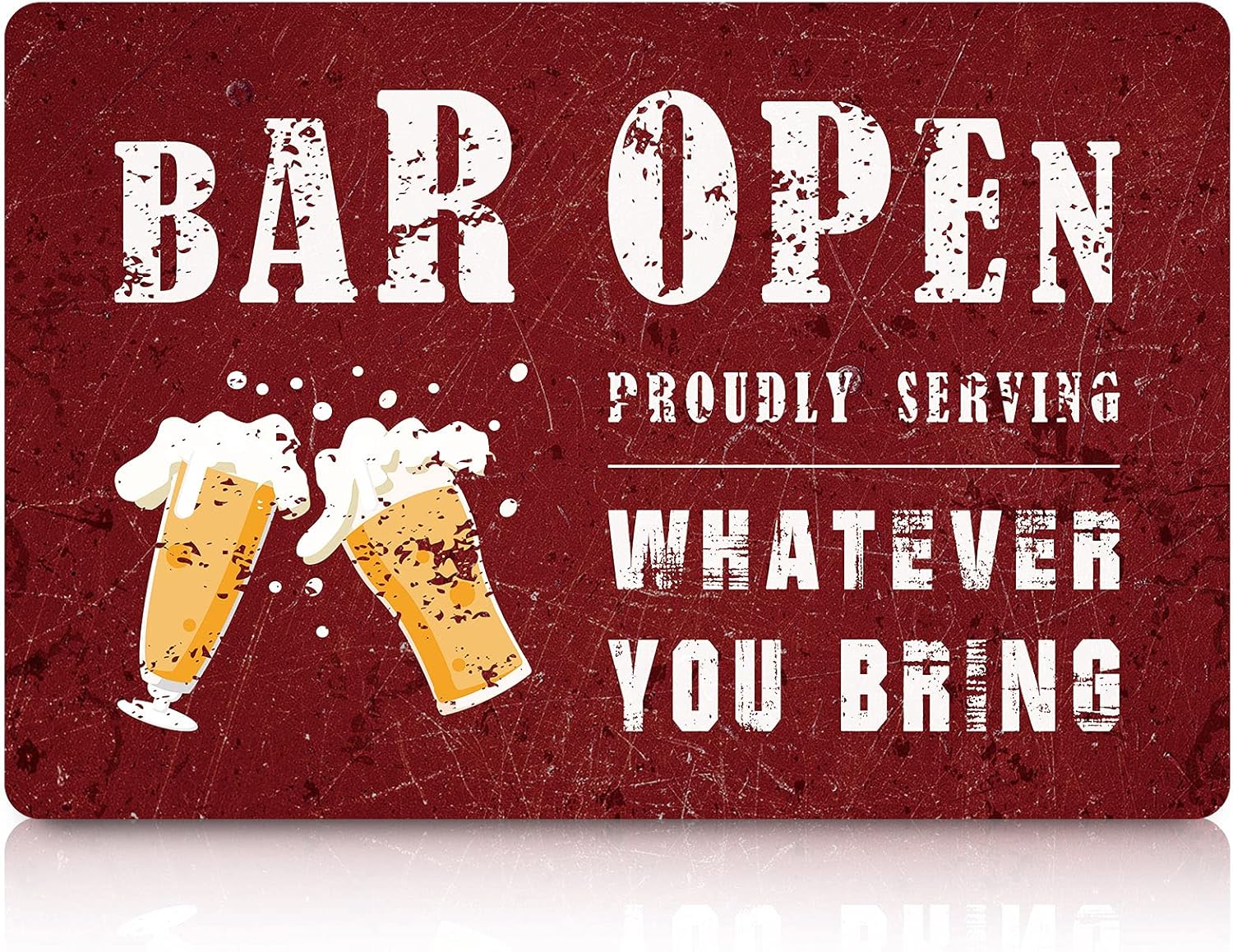 Hotop Bar Open Proudly Serving Whatever You Bring Wall Plaque Retro Vintage Metal Tin Sign Bar Open Metal Wall Decor Man Cave Bar Funny Door Sign 12 x 8 Inches