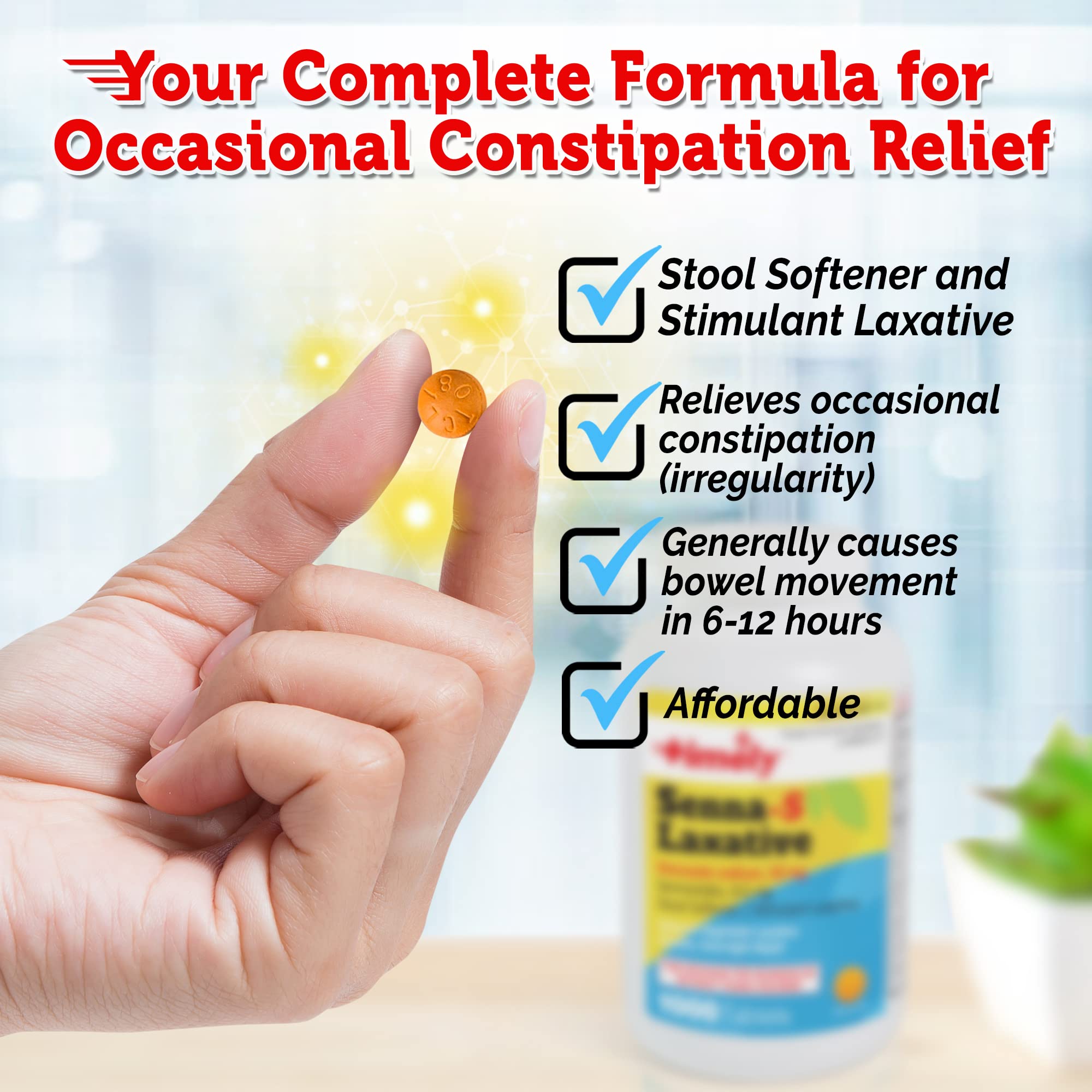 Timely Senna S Laxative - 1000 Count Tablets - Compared to the Active Ingredients in Senokot-S - Natural Vegetable Based Laxatives for Constipation Relief, Gentle Overnight Relief and Stool Softener