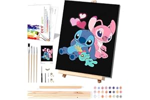 KOJEFCV Cartoon Paint by Numbers Kit for Kids with Framed Canvas - with Wooden Easel, Easy Kids Paint by Number Kits Age 8-12, DIY Acrylic Oil Painting Kits with 4 Wooden Brushes Nice Gift Box (12x16 inch)