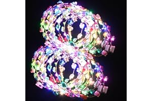 QSJQllo 20 Pcs LED Flower Crowns Headbands,Light Up Headbands For Women,Glow In The Dark Headband Wreath,Suitable For Birthdays,Weddings, Halloween, Christmas, Role-Playing, Beach Parties