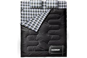 CANWAY Double Sleeping Bag for Adults 2 Person Sleeping Bag with 2 Pillows for Camping Queen Size Sleeping Double Adult Bag S