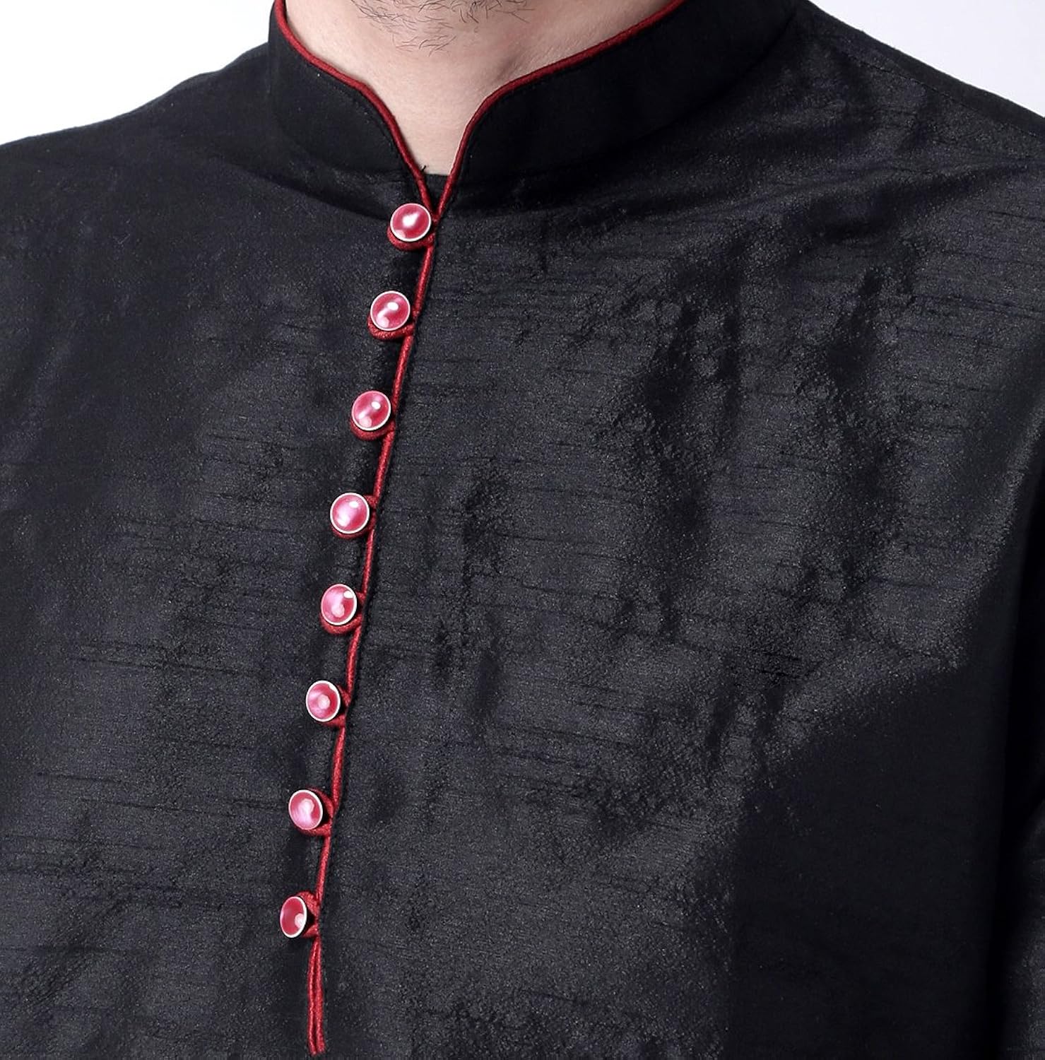 royal kurta mens silk blend loop button kurta and dhoti set
