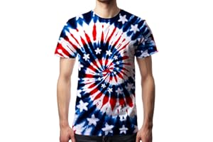 DMPROD Men's Tie Dye T Shirts Hippies Senior Short Sleeve Tie Dye Tee Shirt for Men