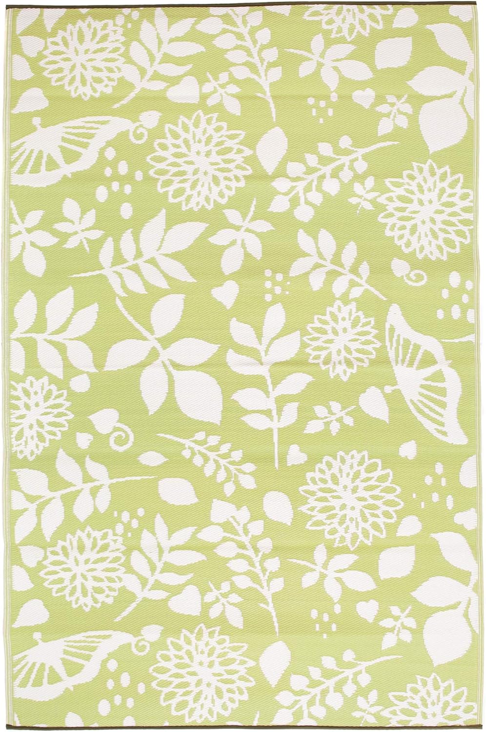 FH Home Outdoor Rug - Reversible - Indoor Use, Kids Room, Mudroom - Stain Resistant, Easy to Clean Weather Resistant Floor Mats - Chelsea – Green (6 ft x 9 ft)