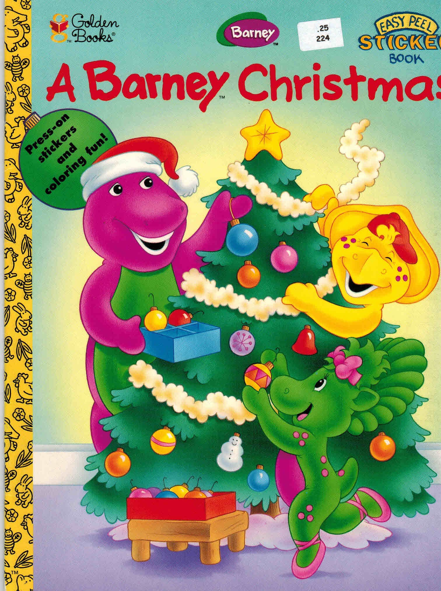 A Barney Christmas Press On Stickers And Coloring Fun Easy - 