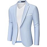 MAGE MALE Men's One Button Blazer Lightweight Casual Sport Coats Solid Color Suit Jacket