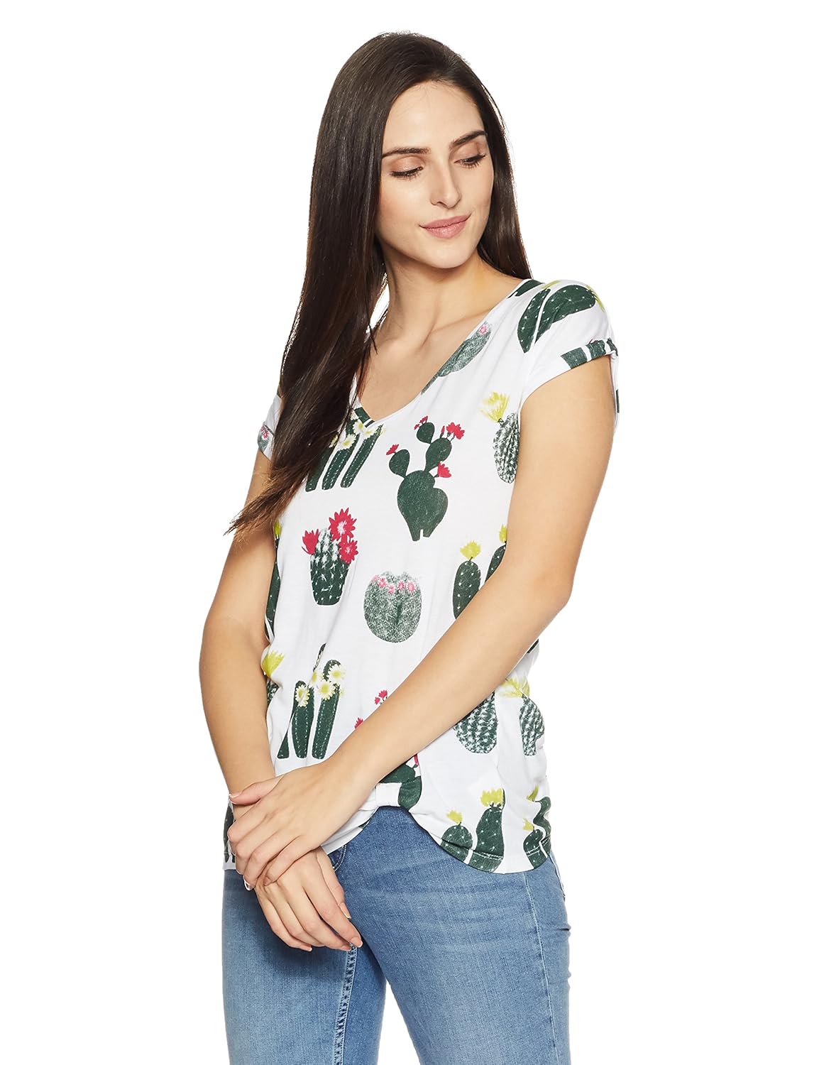 symbol amazon brand women's all over printed viscose t-shirt