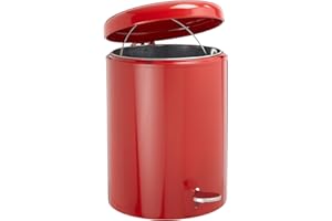 WITT INDUSTRIES WITT 2240RD Step On Metal Biohazard Waste Container, 4gal Capacity, 11-1/2" Diameter x 16" Height, Red