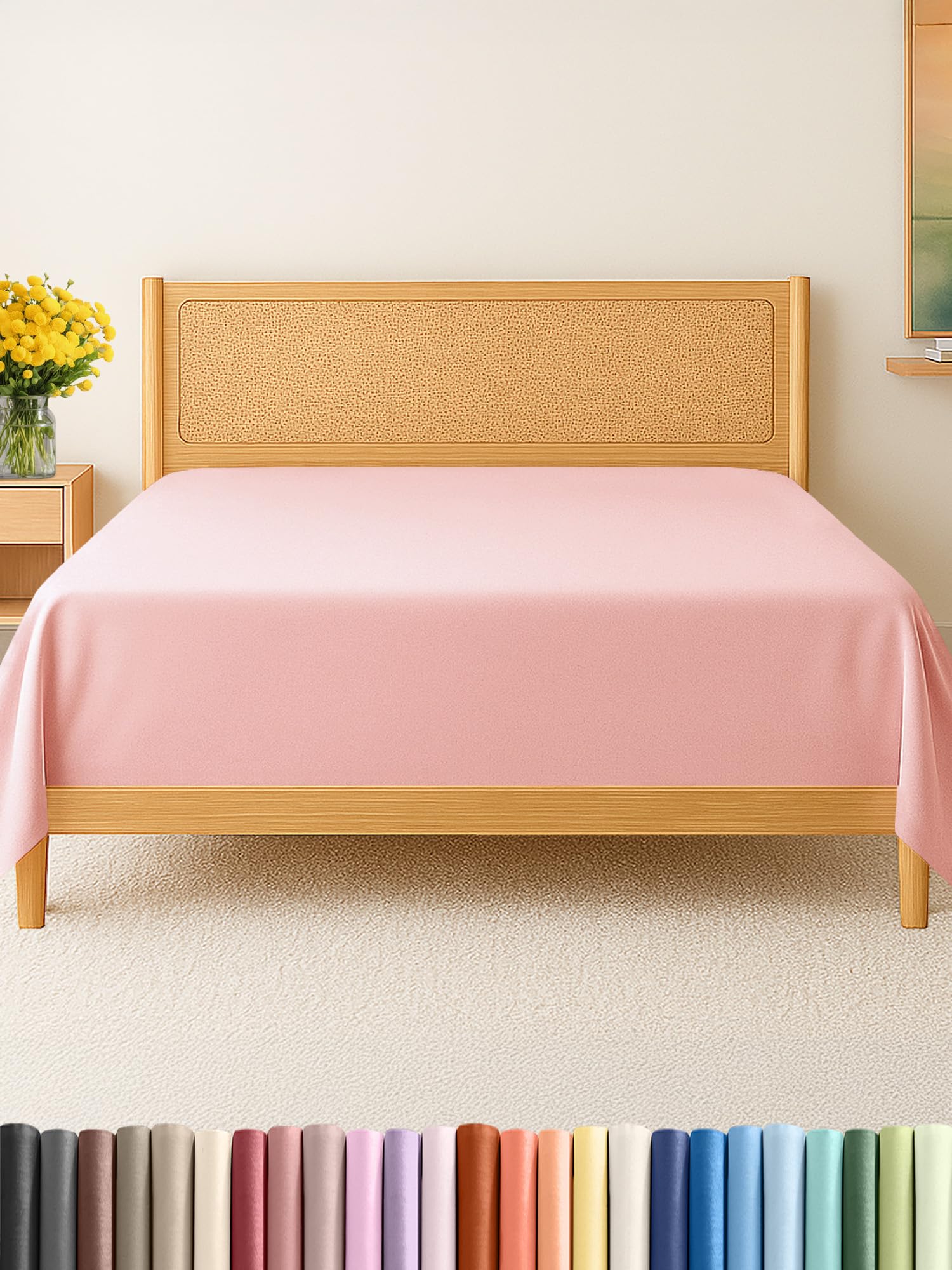 Photo 1 of Cal King Size Flat Sheet - Hotel Quality Top Flat Bed Sheet Only - Ultra-Soft, Comfy, Breathable & Cooling - Fade & Wrinkle Free - Easy-Care, Stain & Shrink Resistant Bedding - Oeko-Tex - Baby Pink