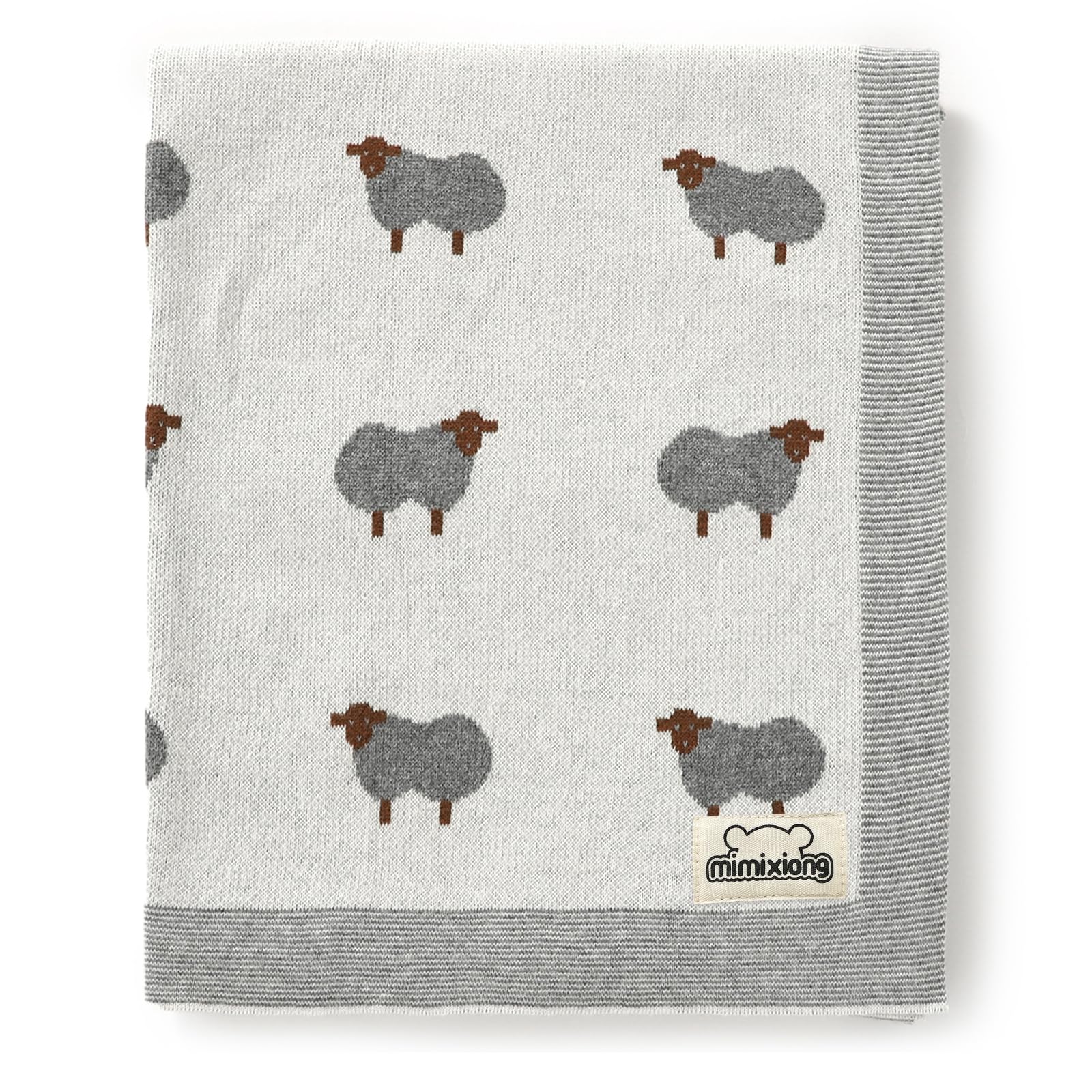 mimixiong Baby Blanket for Newborn - 100% Cotton Knit Double Layer Soft Baby Blankets Baby Gift - Baby Essentials for Newborn, 80x100cm (Ivory)