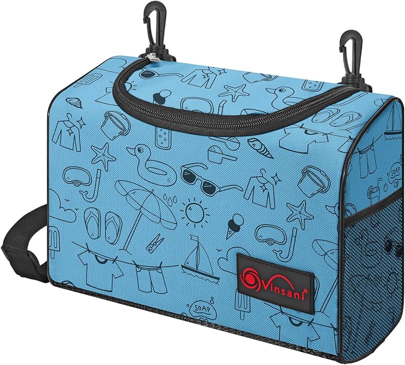 Vinsani Clothes Peg Bag Premium Zipped Waterproof Wearable Bag Blue