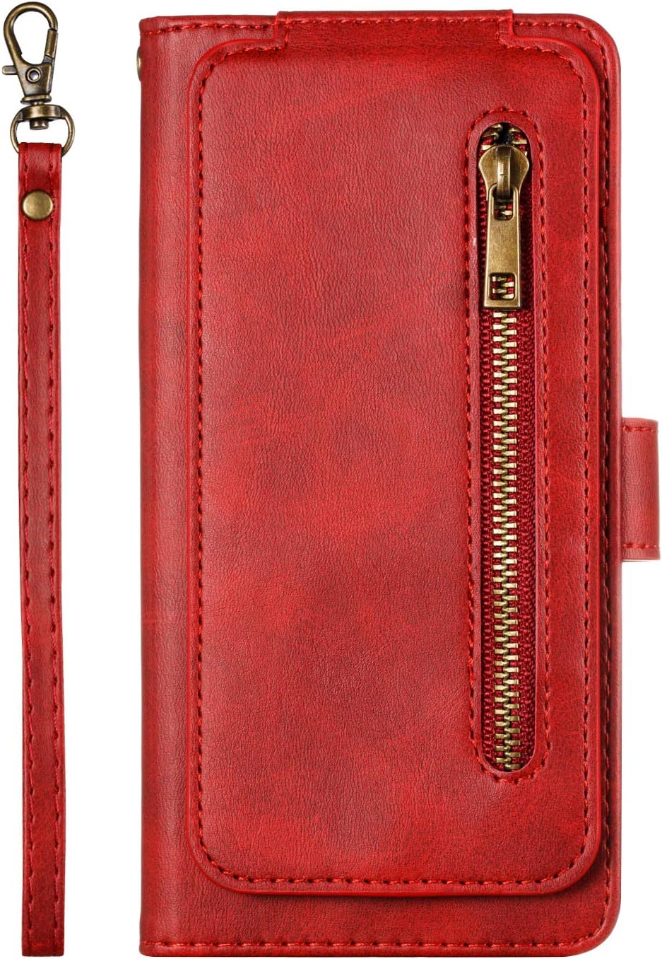 Lomogo Leather Wallet Case for Galaxy A20S with Stand Feature Card Holder Magnetic Closure, Shockproof Flip Case Cover for Samsung Galaxy A20S - LOYTE040093 Red