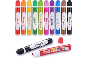 WOSWEL Dot Markers, 10 Colors Washable Dot Paint Markers for Toddlers Kids Preschool, Bingo Daubers Supplies, Painting Art and Crafts Kits Coloring Set, for Class Valentine Gift Art Party