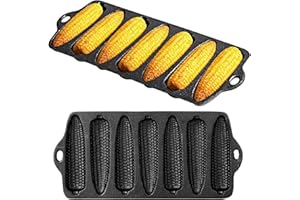 PitInnov 2 Pcs Cast Iron Cornbread Pan Cornbread Molds with 7 Corns Sticks Cornbread Loaf Cakes Corndog Baking Compatible wit