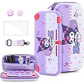 HYPERCASE Cute Switch Lite Carrying Case of Purple Bunny, with Soft Switch Lite Protective Cover, Screen Protector, Shoulder Strap & 2 Thumb Grips