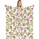 Pickle Gifts Blanket - 50 x 60 Inch Cozy Blankets Pickled Cucumber Throw Blanket for Girls, Soft Flannel Blankets for Bed Couch, Kimchi Sofa Stuff Decor for Women, Gift for Pickles Lover