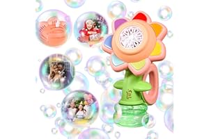 DALI ENERGY CAT Sunflower Bubble Machine for Kids Automatic Flower Bubble Toy with Colorful Lighting for Toddlers Handheld 20000+Bubbles 3 Modes Fun Swing Dance Bubble Maker Blower Blaster Outdoor Toys Type-C Pink