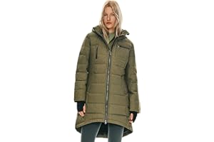 Orolay Women's Winter Down Jacket Long Quilted Puffer Coat Warm Hooded Slim Fit Outerwear