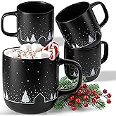 MIAMIO – Christmas Mugs/Coffee Mug Set in minimalist Holiday Design – Set of 4 (17 oz) / Dishwasher & Microwave Safe – Vinter Collection