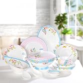 Fine Bone China Dinnerware Set,Porcelain&amp;Ceramic Dinnerware Sets,Bone Stoneware &amp; Ceramic Cookware Tableware Set Includes Dinner Plates|Spoons|Pasta Bowls|Soup Pot|Chopsticks (32PCS * 6-Person Set)