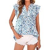 BTFBM Going Out Tops for Women Trendy 2026 Cap Sleeve V Neck Floral Blouses Dressy Casual Cute T Shirts Spring Fashion