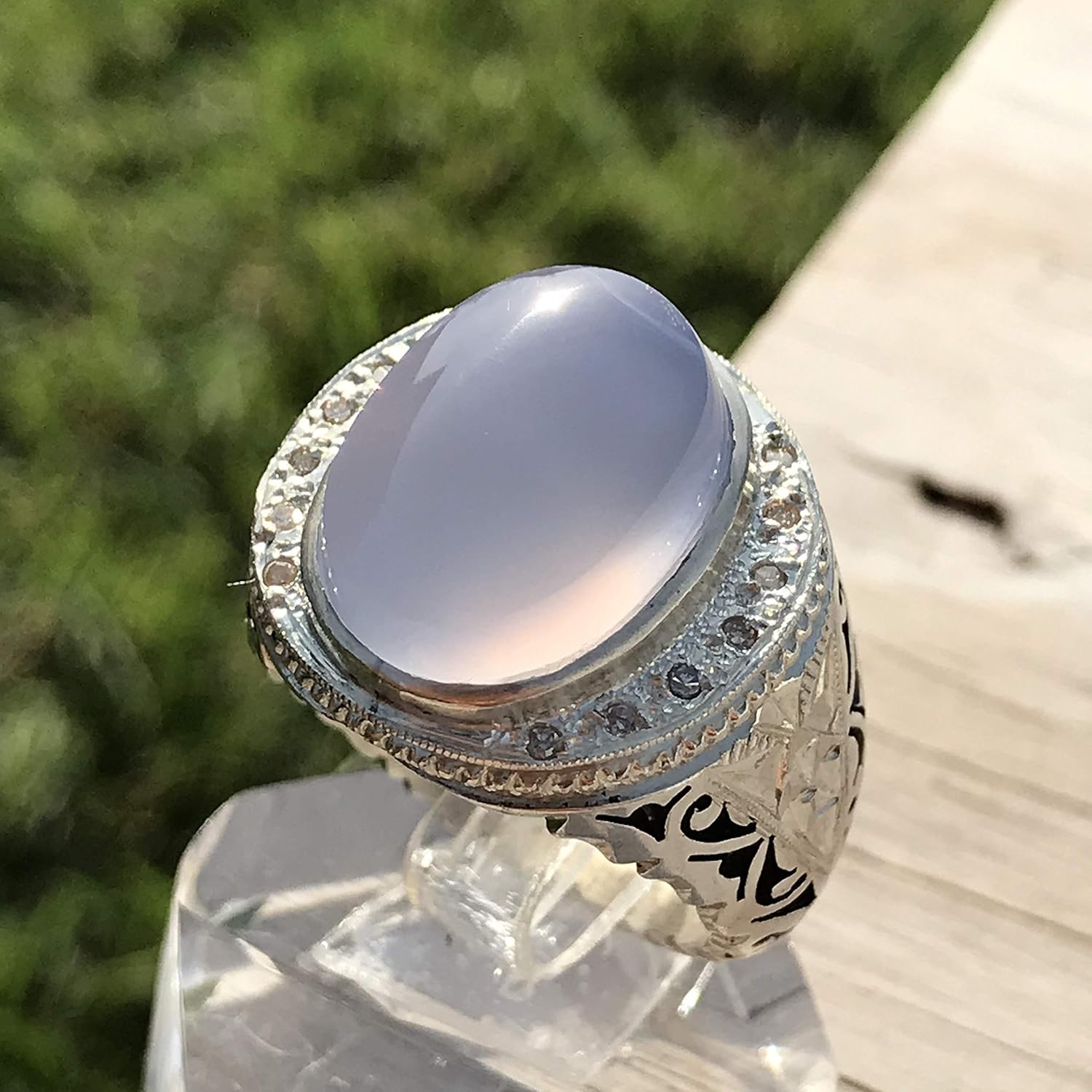 Amazon Com Light Blue Yemeni Aqeeq Agate Ø®Ø§ØªÙ Ø¹ÙÙÙ ÙÙÙÙ Ø§Ø²Ø±Ù Sterling Silver Aqeeq Ring Alaligems Handmade