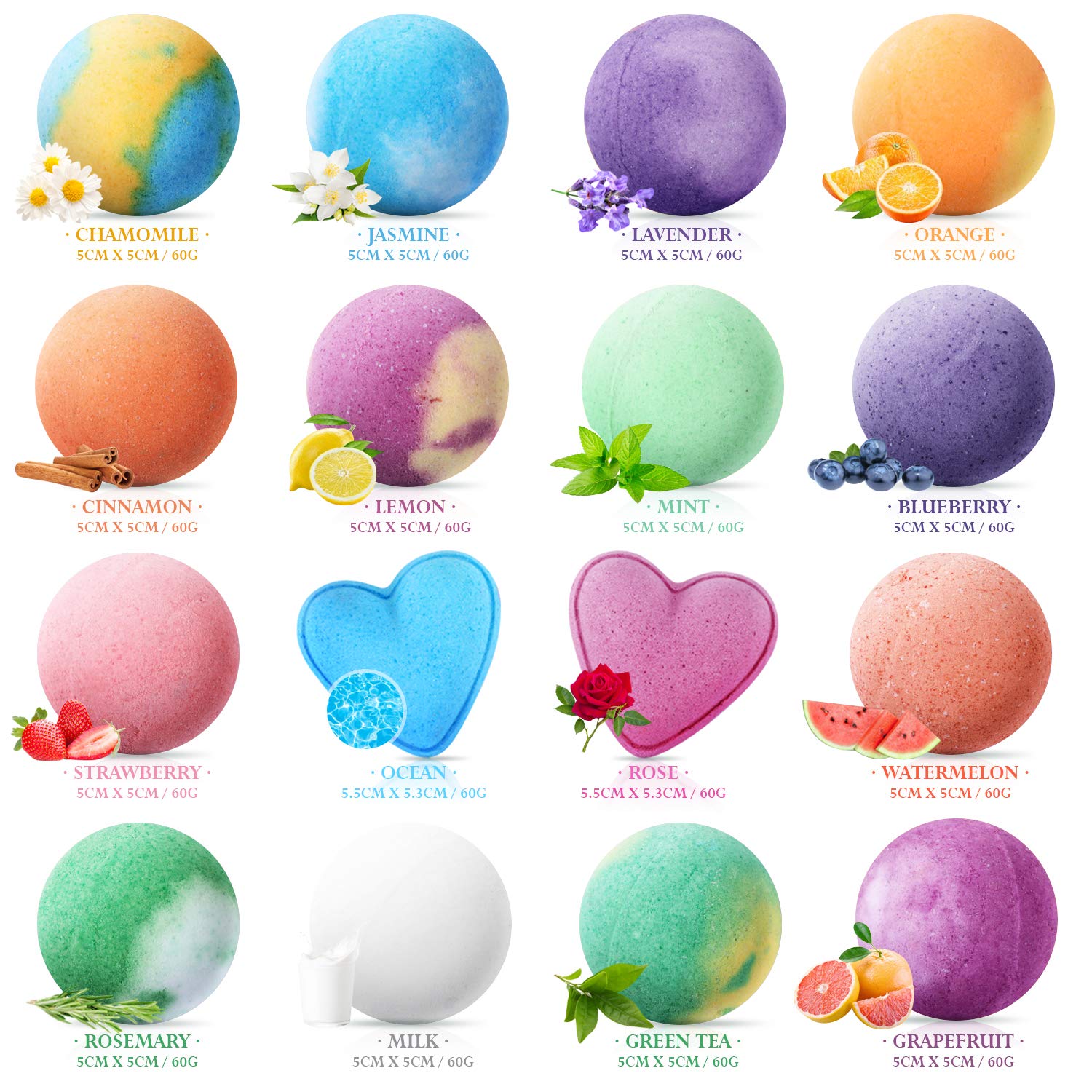 Peradix Boules de Bain Effervescentes 16 PCS - Kit de Boule pour Le Bain, Multicolores Bio pour Homme Femme Enfant,Spa Luxueux,Bain Moussant Senteur Relaxante,Coffret Bombes de Bain de Saint-Valentin