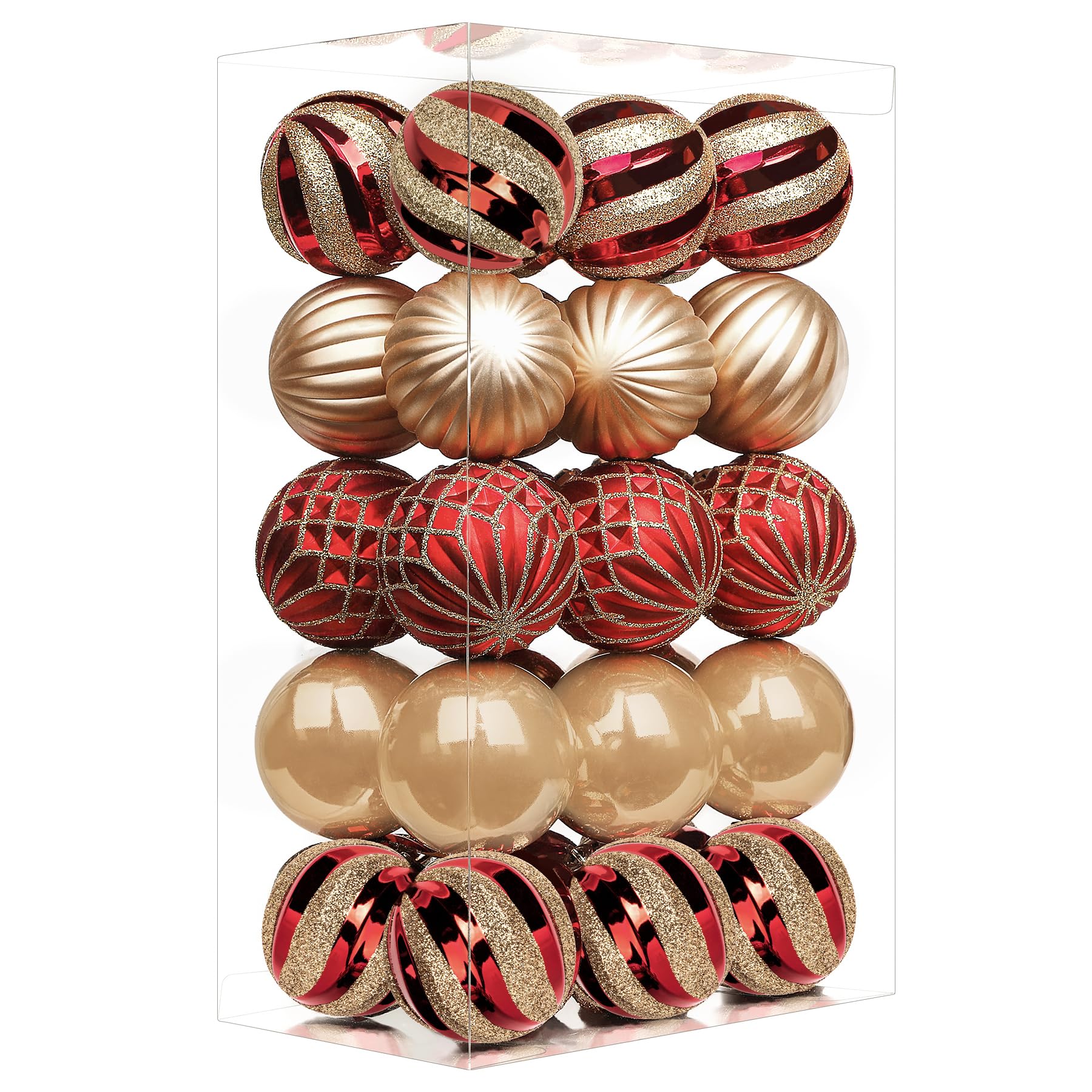 SHareconn Decorations Baubles 30pcs 60mm Ornaments,Shatterproof Balls Hanging Decorations for Christmas Tree, Colored Christmas Baubles for Holiday Party,Pre-Hanged Strings,Red & Gold โ image 1