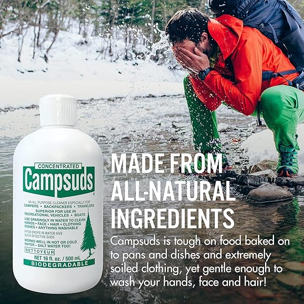 CONCENTRATED CAMPSUDS SIERRA DAWN OUTDOOR SOAP – ECO-FRIENDLY CAMPING SOAP – HIKING & CAMPING SUPPLIES – CAMP, BACKPACKING & TRAVEL SOAP – 16 FL OZ