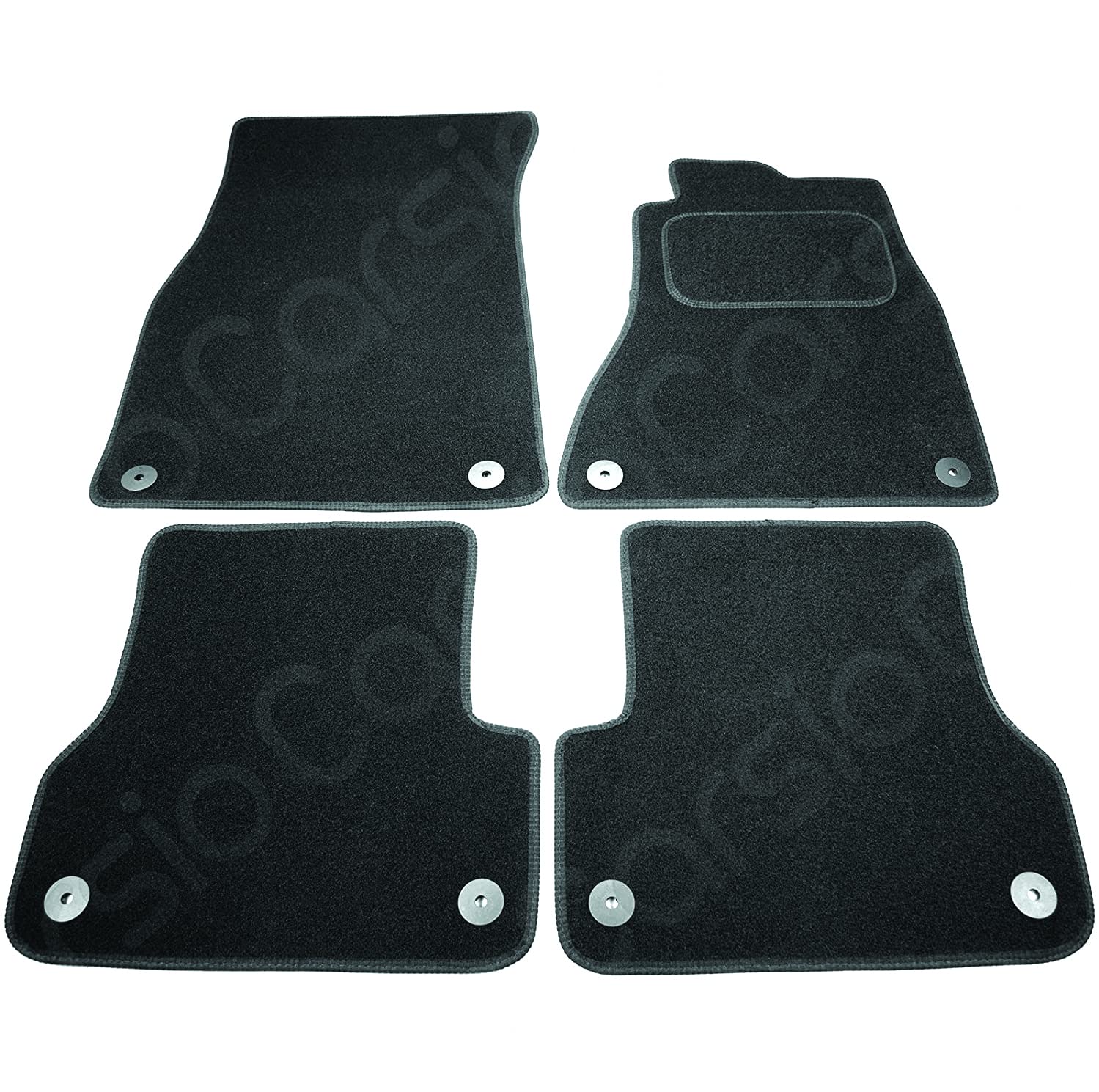 Carsio Carpet Car Mats For Audi A6 (C7) 2011 onwards 4 Piece Set with 8 Clips Tailored Fit Floor Mat Complete Accessory Black Custom Fitted - All Weather, Anti-Slip Backing & Black Trim