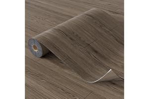 Oxdigi Peel and Stick Vinyl Flooring Roll 23"x 393"/64 Sq.Ft, Thicken Self Adhesive Vinyl Floor Tiles Wood Plank Flooring Waterproof Wear-Resistant for Any Room, Easy DIY Floor Coverings, Brown