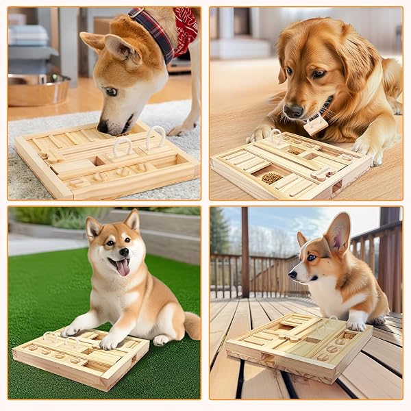 LOOBANI DOG PUZZLE TOYS WOODEN – INTERACTIVE TOYS FOR BOREDOM, IQ TRAINING AND MENTAL BRAIN STIMULATION, TREAT DISPENSING AND ENTERTAINMENT/FOOD SLOW FEEDER FOR SMALL TO LARGE DOGS