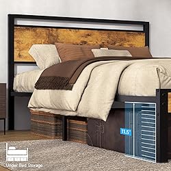Z-hom Queen Bed Frame with Modern Wood Headboard