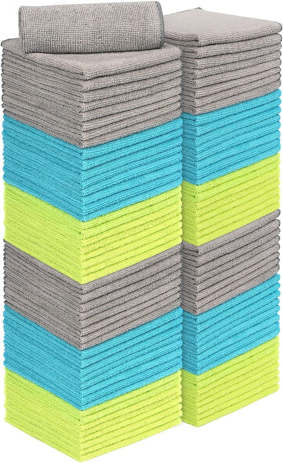 AIDEA Microfibre Cleaning Cloths Pack of 100, Multifunctional Reusable Microfibre Cleaning Towels, Lint Free Streak Free Washable Cloth Duster for House, Kitchen, Car, Motorbike, Windows 30 x30 cm