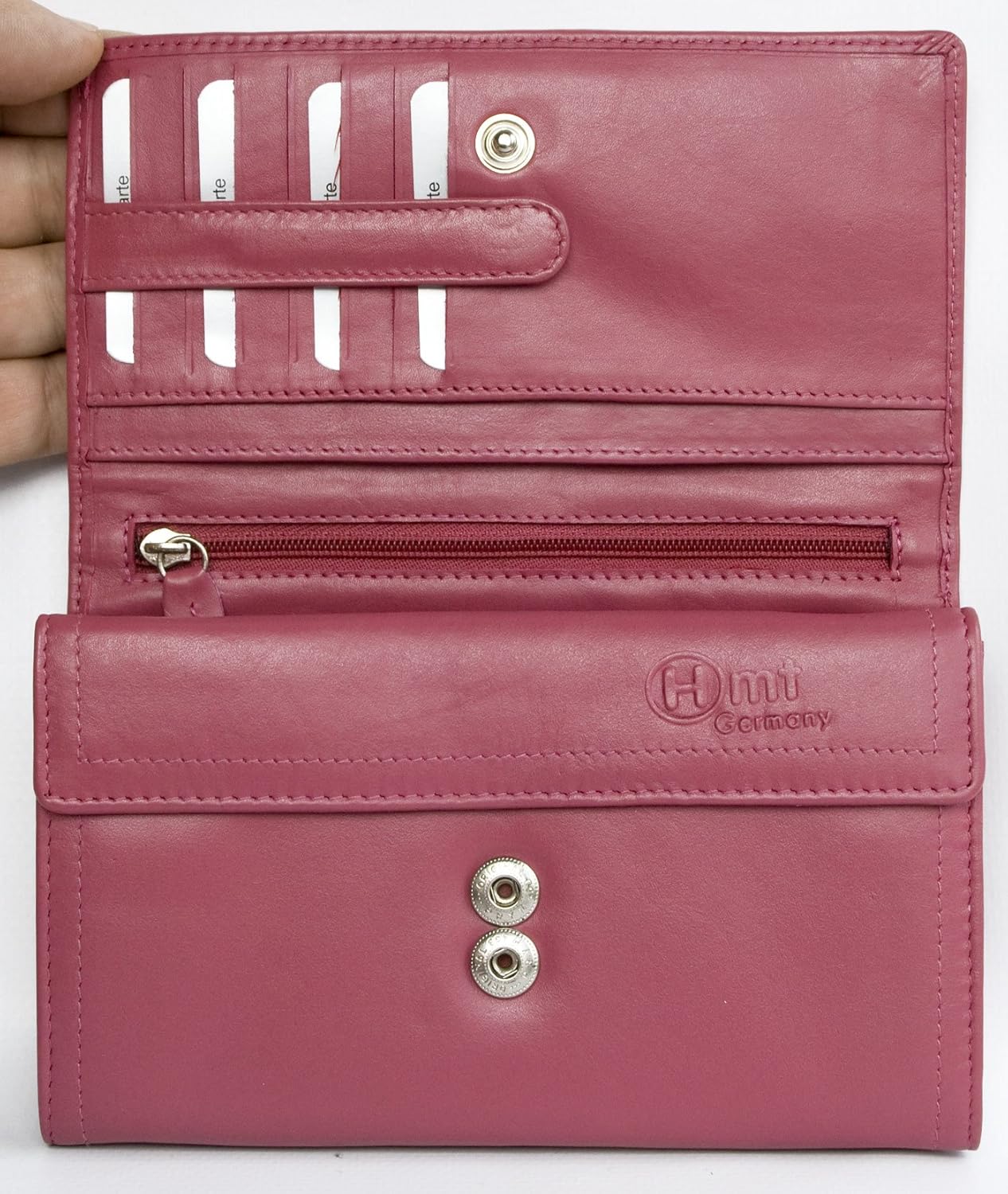 Women's pink soft genuine leather wallet HMT - Image 3