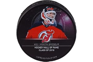 SPORTS MEMORABILIA Martin Brodeur New Jersey Devils Unsigned 2018 Hall of Fame Custom Hockey Puck - Limited Edition of 2018 - Unsigned Pucks