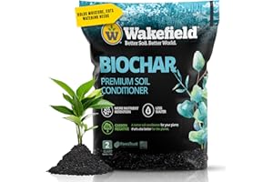 WAKEFIELD BIOCHAR Wakefield Premium Biochar Soil Conditioner – 100% Pure Organic Biochar Soil to Boost Nutrient Retention and Water Efficiency for Houseplants, Gardens, & Lawns – 2 Quarts