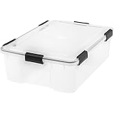 IRIS USA 41 Quart WEATHERPRO Plastic Storage Box with Durable Lid and Seal and Secure Latching Buckles, Clear with Black Buckles, 1 Pack