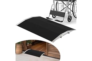 Nuvium 23.6" L x 1" H Wheelchair Ramp,Threshold Bridge Ramp Aluminum,with Supporting Frame and Non-Slip Surface,Transition Threshold Ramps for Patio Door, Shed Door & Sliding Door (23.6")