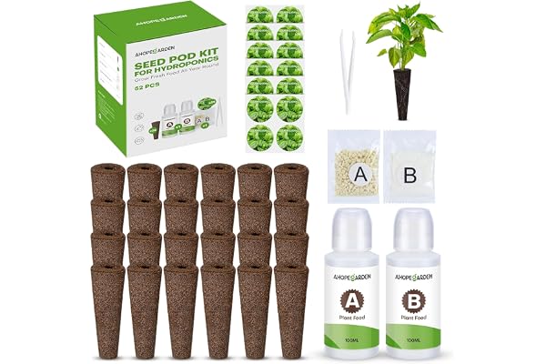 Ahopegarden 52PCS Hydroponic Pods Kit for Aerogarden:24 Grow Sponges, 24 Pod Labels and 4 A&B Plant Food Refills, Seed Pod Ac