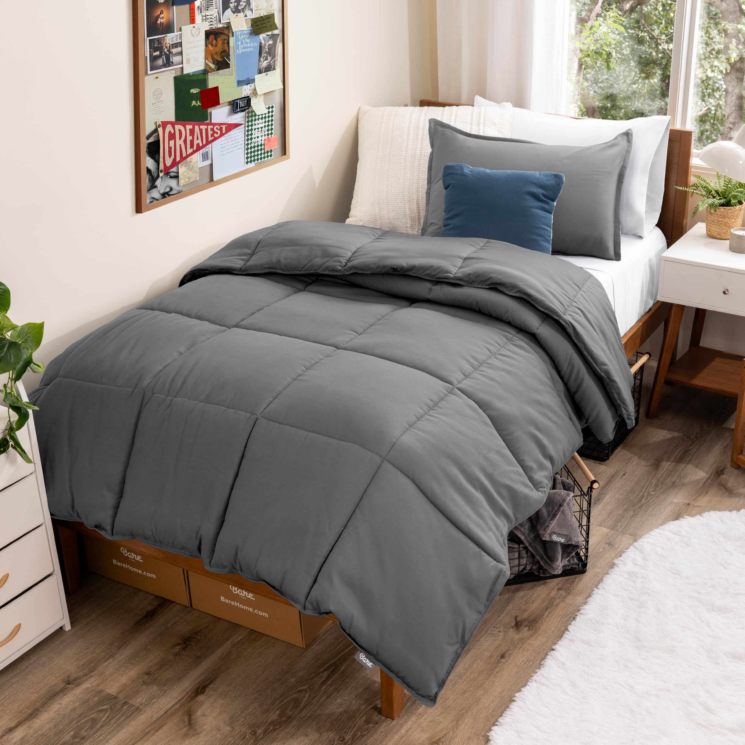 Photo 1 of Bare Home Comforter Set - Twin Extra Long Size - Ultra-Soft - Goose Down Alternative - Premium 1800 Series - All Season Warmth (Twin/Twin XL, Grey)