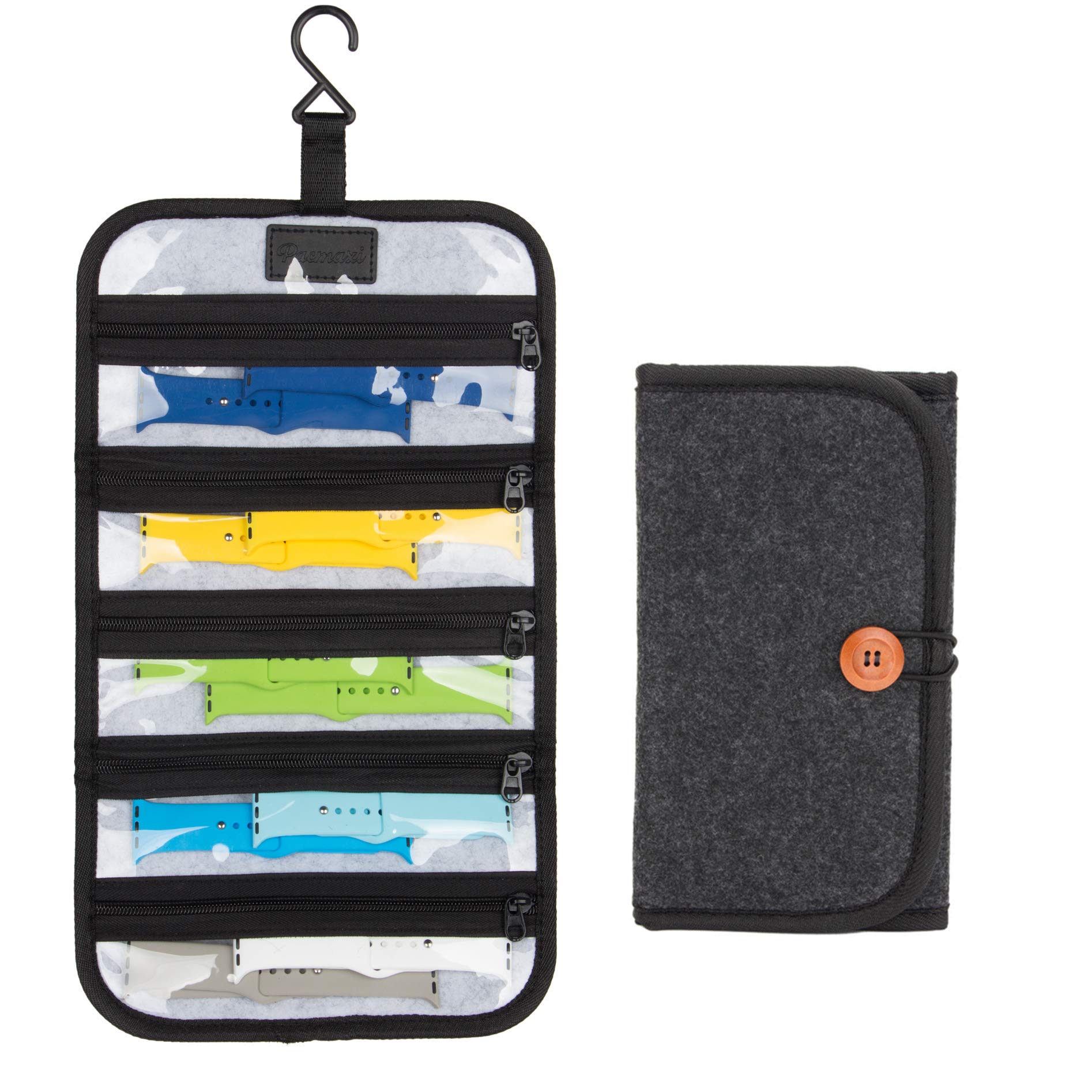 Watch Band Storage Roll Holds 10 Watch Bands Expandable for Most Sizes of Watch Bands, Organizer for Watch Band Straps Accessories (BLACK)