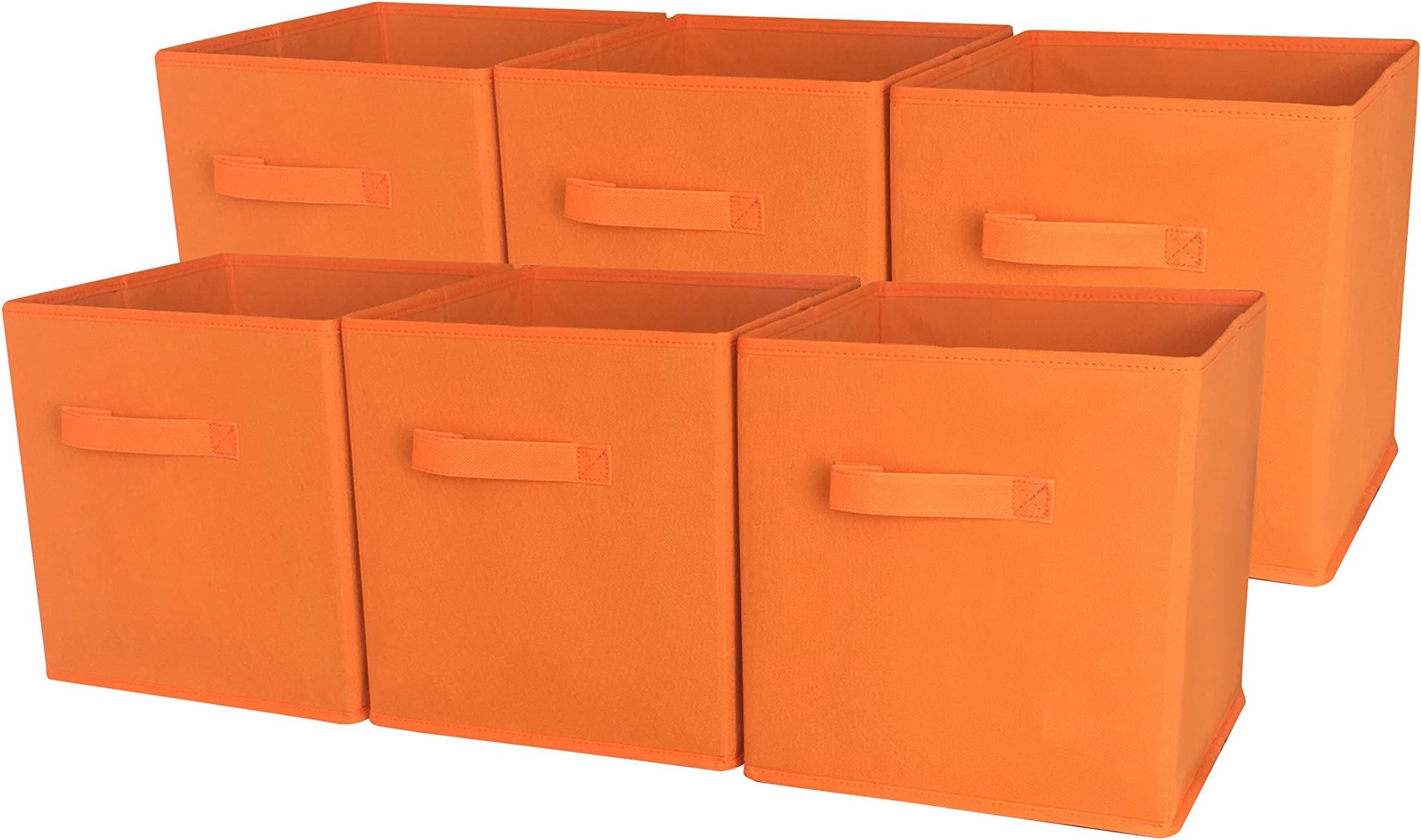 Sodynee Foldable Cloth Storage Cube Basket Bins Organizer Containers Drawers, 6 Pack, Orange