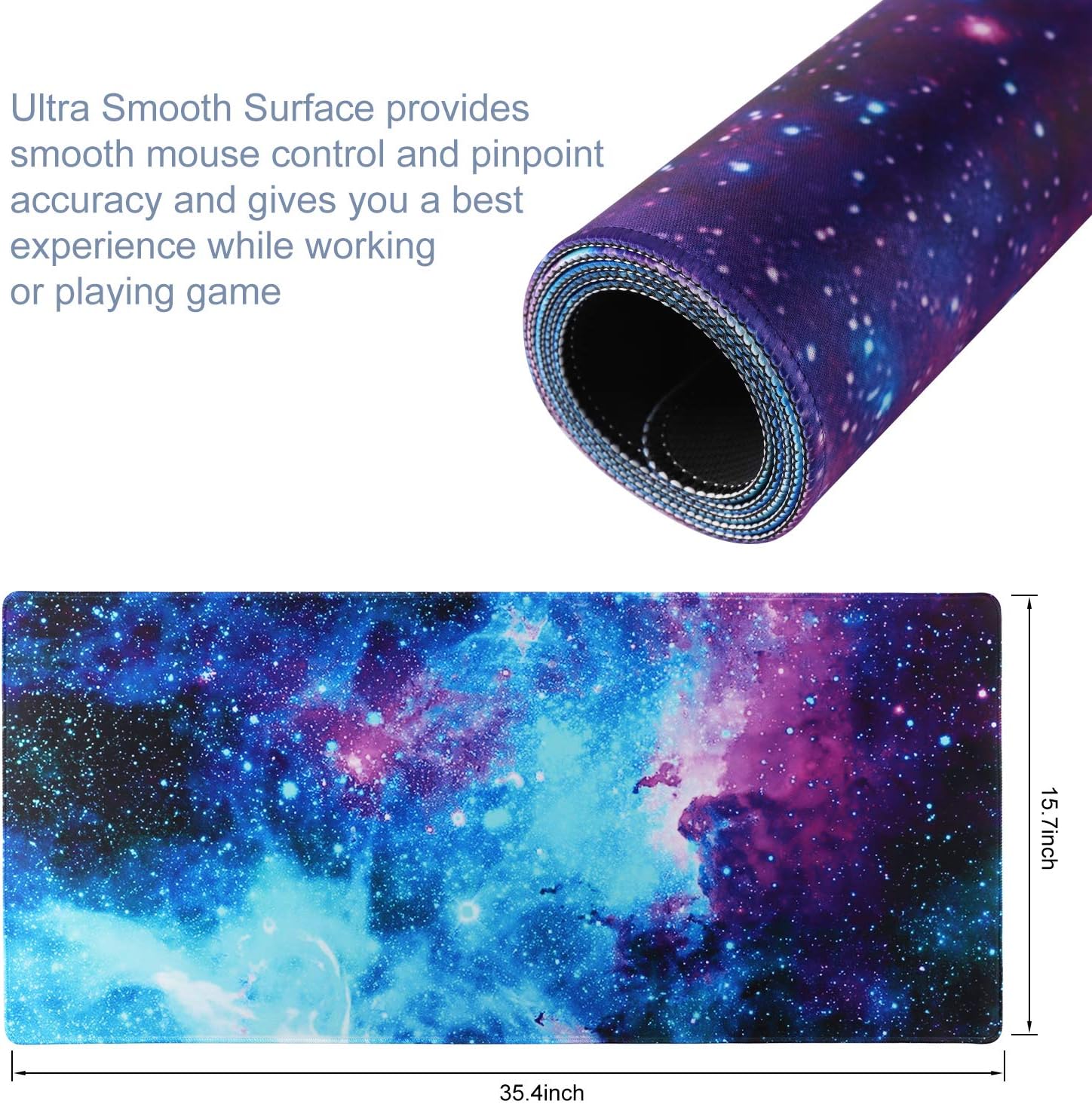 Extended Gaming Mouse Pad Mat- Large Desk Mat Non-Slip Rubber Base Computer Desktop Laptop Keyboard Mouse Mat with Stitched Edges - Image 4