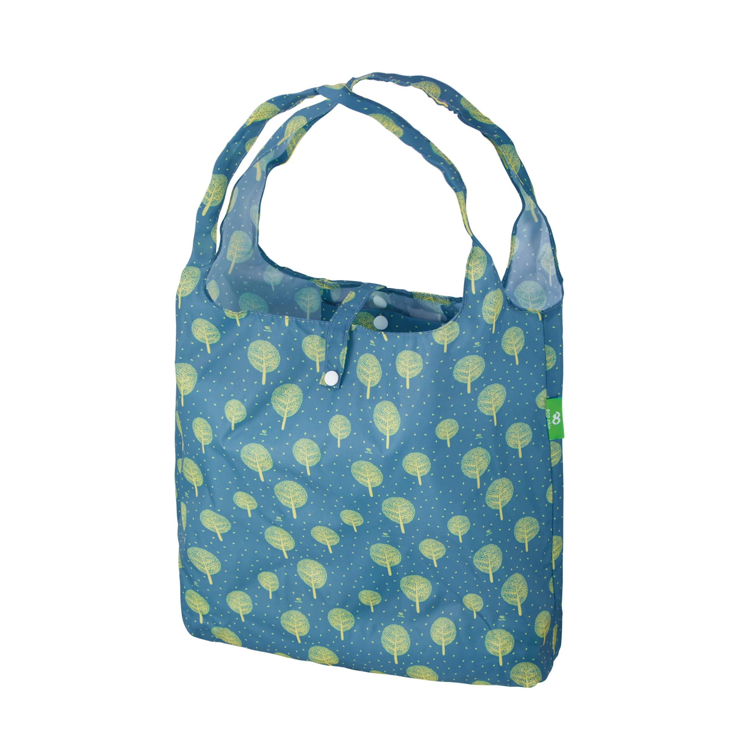 Eco Chic Lightweight Foldable Reusable Shopping Bag Water Resistant Tote Bag (Tree of Life Blue) — image 1