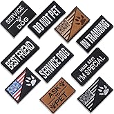 WILLBOND 10 Pcs Service Dog Patch Ask to Do Pet Patch,Delicate Style | Removable Vest Harness, Ask to Pet Do Not Pet Labels, Emotional Support in Training, American Flag Paw Print Designs