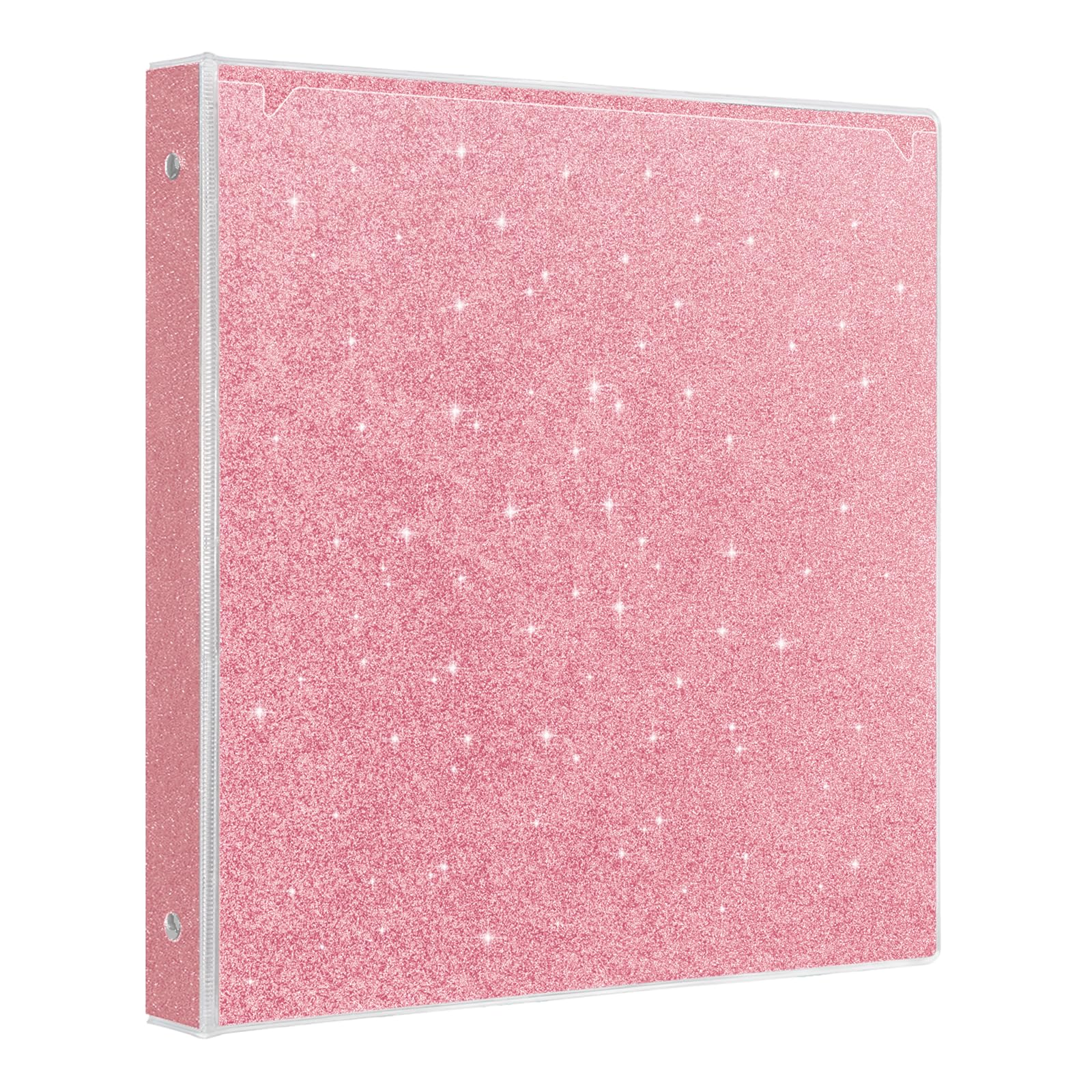 EYROZILL 3 Rings Binder for School Supplies, 1 Inch Round Rings to Hold 300 Sheets, Fashion View Binders, Glitter Pink
