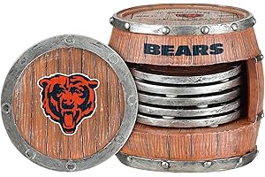 FOCO NFL Team Logo 5-Pack Barrel Beverage Drink Coaster Set